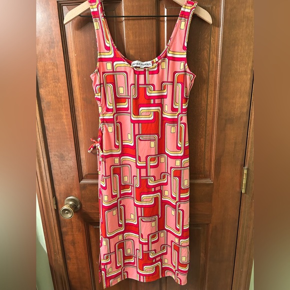 Almost Famous Dresses & Skirts - Almost Famous Retro Pink and Orange Midi Dress with cut out on side. Size L